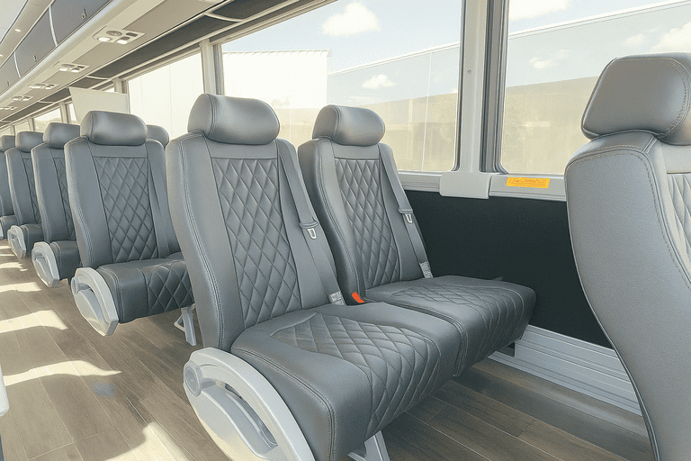 interior of Auburn Coach Bus Service charter bus