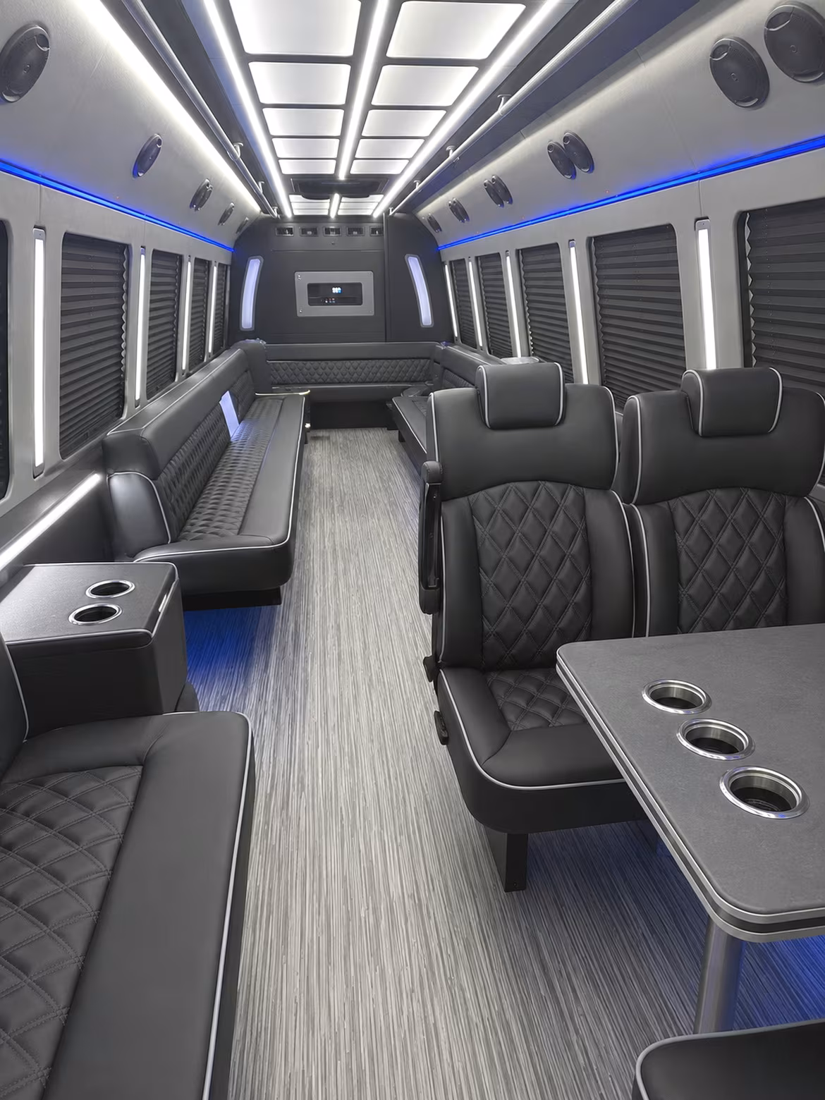 auburn 25 passenger party bus inside