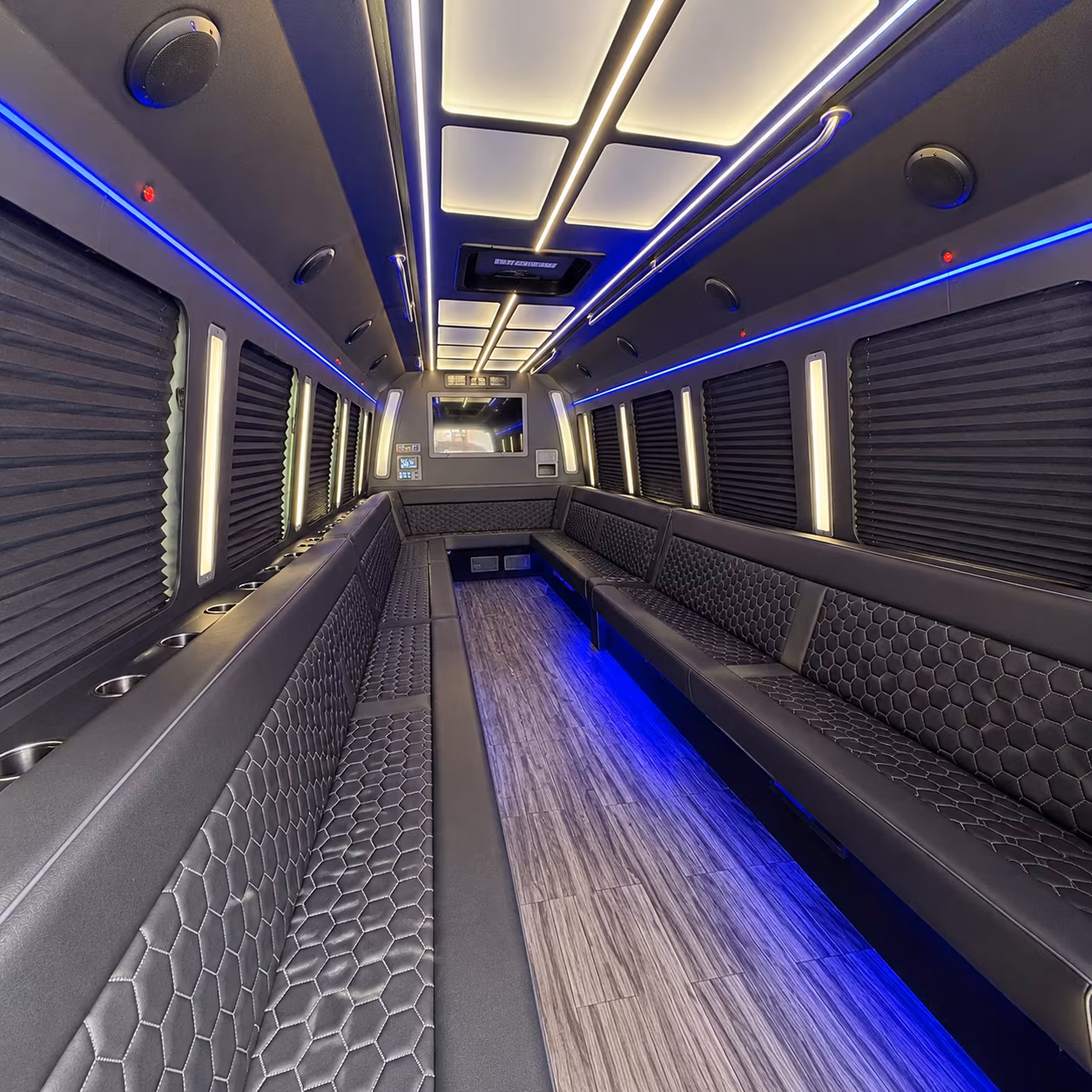 auburn 30 passenger party bus interior