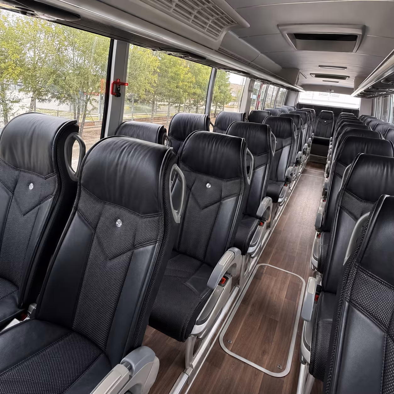 auburn 56 passenger charter bus inside